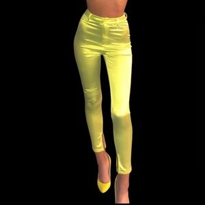 High waisted skinny pants fluorescent yellow (gold) size S
